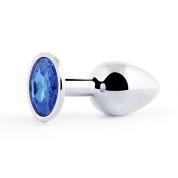 Металлическая втулка plug small цвета серебро с синим кристаллом