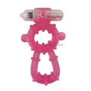 Кольцо эрекционное двойное beefcake dual rings vibe с вибрацией розовый