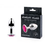 Металлическая втулка plug small цвета серебро с рубиновым кристаллом
