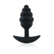 Ребристая анальная втулка с ограничителем из силикона